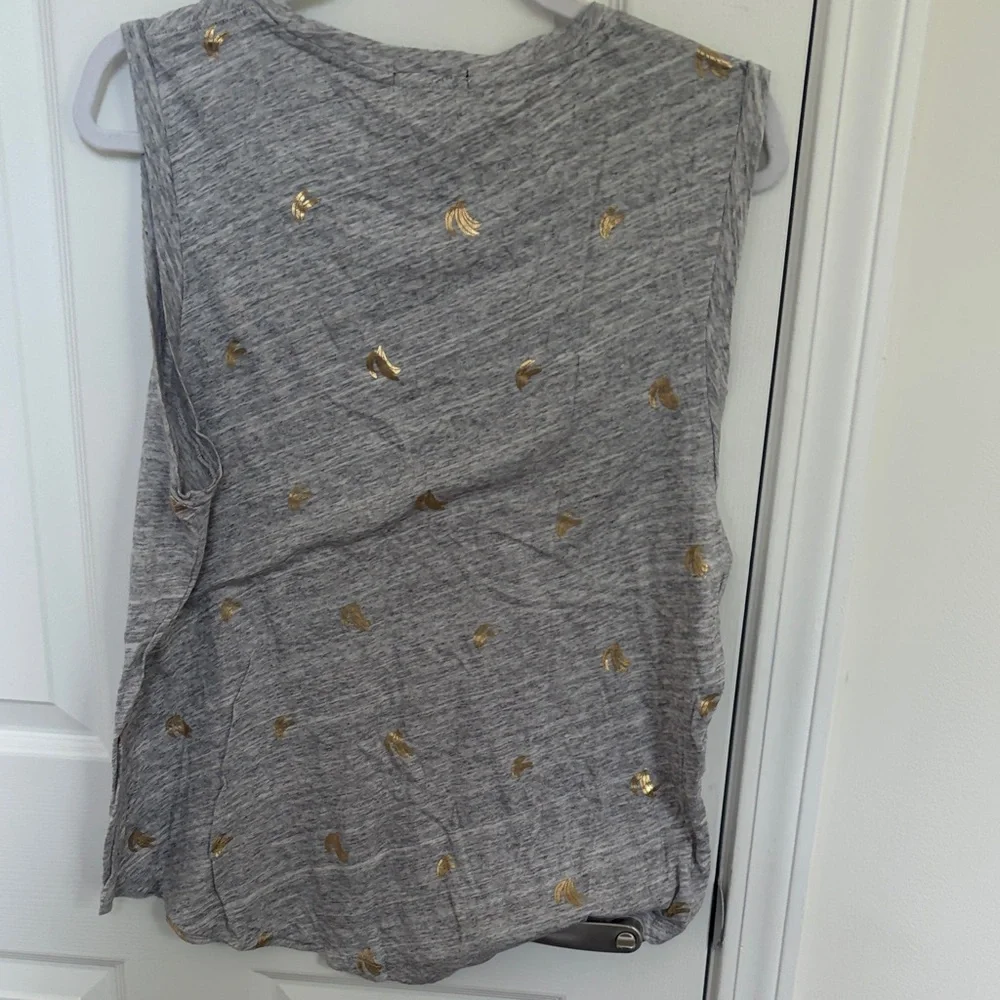 J. Crew Gray Tank Top with Gold Foil Accents